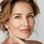 Dojrzała kobieta po terapii liftingującej skórę i wygładzającej zmarszczki na twarzy