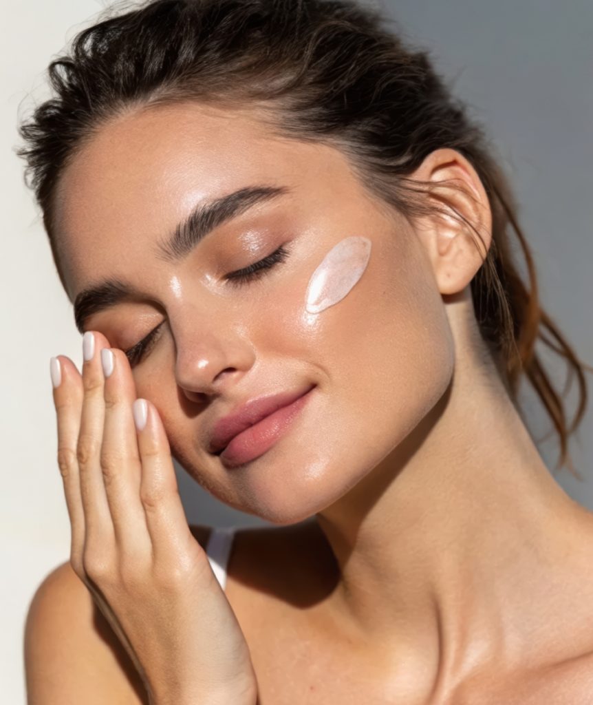 Młoda kobieta z wrażliwą skórą twarzy